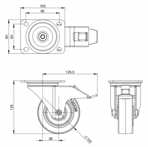 Lenkrolle 100 mm mit Feststeller