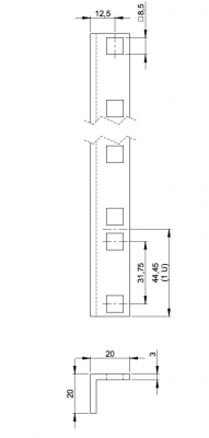 Rackschiene Aluminium | 1 m Zuschnitt